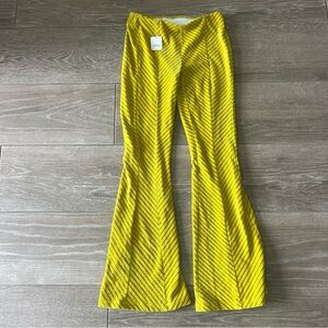 Free People Yellow Striped Flare Pants